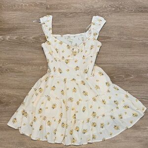 Aeropostale Floral Tiered White Mini Dress Size M
